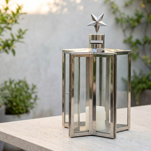 Wholesale <b>Star</b> Shape Glossy Stainless Steel Metal Candle Holder Lantern for Christmas Home Decorations - Product Image 2