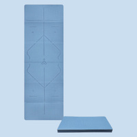 Tapete de Yoga Plegable Personalizado de TPE con 6 Pliegues y Líneas de Alineación, Tapete de Ejercicio Portátil Antideslizante para Pilates y Fitness con Logotipo
