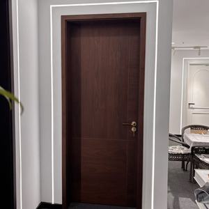 Puerta Interior Lacada de Caoba, Madera Compuesta, Dos Paneles Estilo Chino para Dormitorios, Villas, Apartamentos, Hoteles - Product Image 1