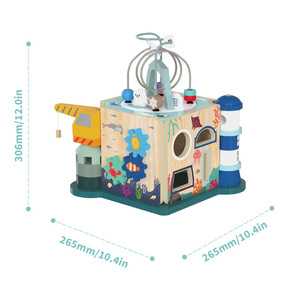 Giocattoli Montessori di Alta Qualità, Cubo Attività in Legno Educativo Multifunzionale con Giochi di Ordinamento Perline e Forme per Bambini - Product Image 4
