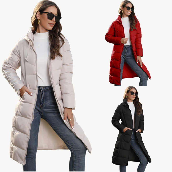 Winter Jackets for Women Zipper Hooded Cotton Padded Jackets Long Sleeve Warm Coat Slim Parka Female Portable Outwear main image 1