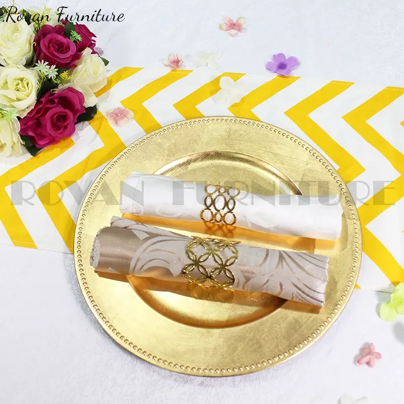 Elegant Gold plastic wedding beaded design and event charger plates for wedding event