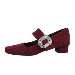 8293-K112 BIGTREE Style français <span class=keywords><strong>petit</strong></span> daim parfumé une pièce ceinture Mary Jane chaussures pour femmes navettage, <span class=keywords><strong>talon</strong></span> épais strass - Product Image 2
