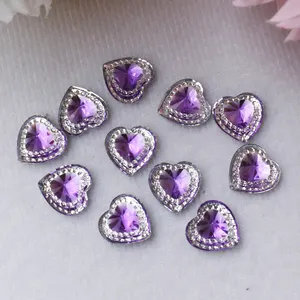 Resin berkilau warna-warni 14mm Permata Hati berlian imitasi pipih untuk pakaian Applique buku tempel perhiasan DIY kerajinan Supli