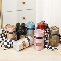 Mini pochette pour rouge à lèvres pailletée pour filles Porte-brillant à lèvres en cuir Porte-clés sac Porte-baume à lèvres Étui à brillant à lèvres porte-clés