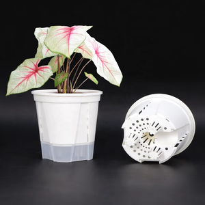 Nouveau pot de fleurs transparent en plastique pour stockage d'eau, pot d'orchidée blanc et noir respirant pour contrô<span class=keywords><strong>le</strong></span> des racines, pot d'intérieur pour personne paresseuse - Product Image 1