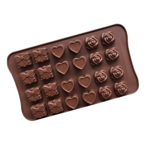 Hot Sale 24 Cavities Valentinstag Silikon formen für Schokolade Lebensmittel qualität Backen Süßigkeiten und Butter Form mit verschiedenen Formen - Product Image 3