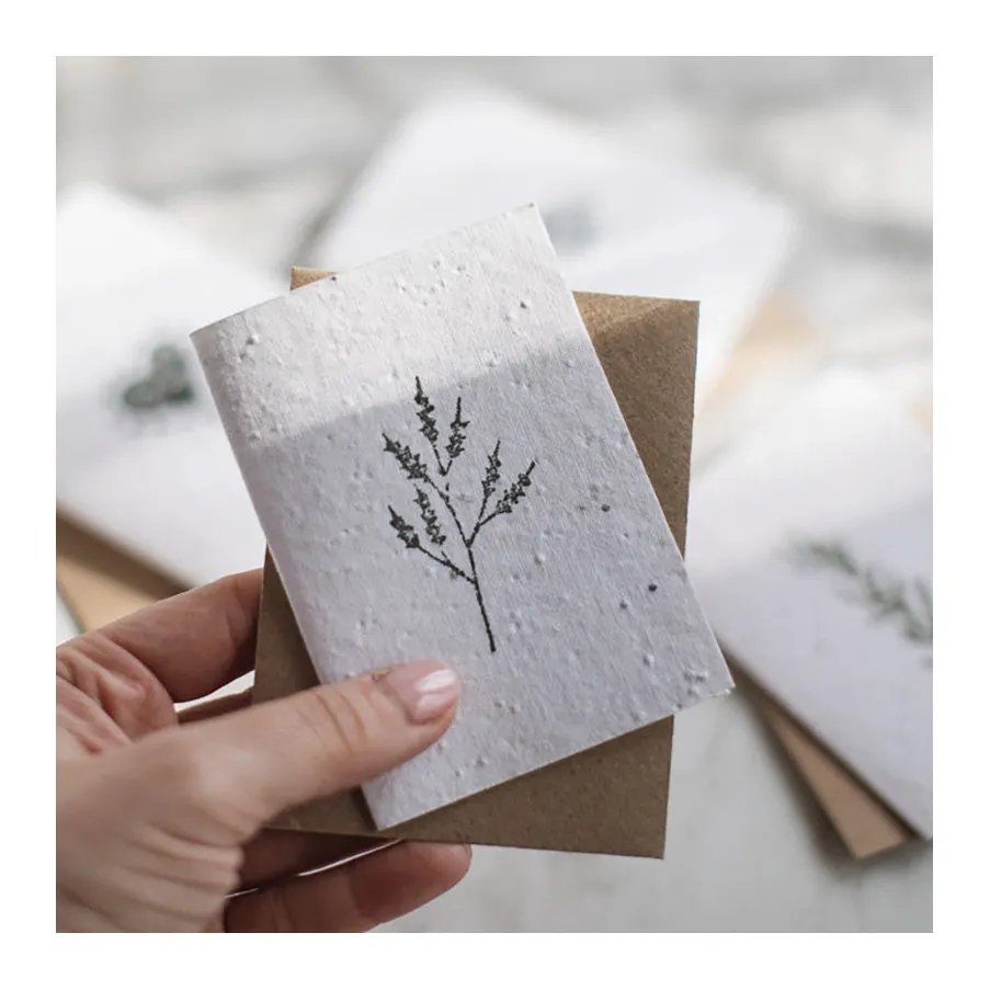 Impressão personalizada barata Foldable Obrigado Cartão Cartões De Papel De Semente Para Compras Com Sementes De Flores