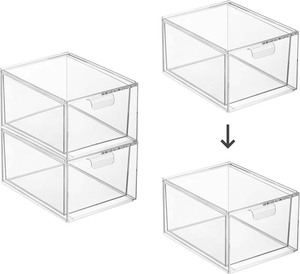 Paquete <span class=keywords><strong>de</strong></span> 2 <span class=keywords><strong>cajones</strong></span> Organizadores <span class=keywords><strong>de</strong></span> <span class=keywords><strong>plástico</strong></span> transparente <span class=keywords><strong>apilables</strong></span> para maquillaje con asas - Product Image 5
