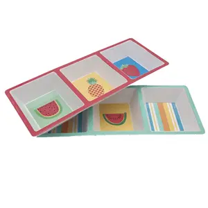 Servizio OEM vassoio da portata con scomparto in melamina a tre sezioni per la stampa personalizzata per la decorazione della festa - Product Image 1