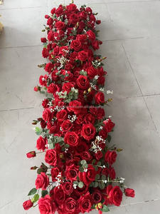 M69 Wholesale Silk Faux White <strong>Red</strong> <strong>Rose</strong> Flower Runners High Quality Wedding Flower Table Runner Artificial Arch Flower Aisle - Product Image 4