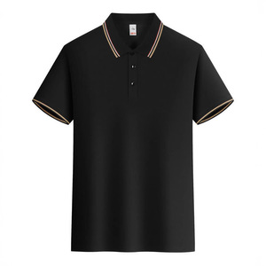 Polo Shirt Solid Color Polyester Fiber Contrast Trim Daily Wear Short Sleeve - Product Image 4