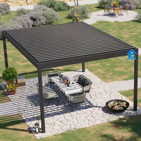 Pergola d'extérieur en aluminium Gazebo Persiennes de toit réglables bioclimatiques de luxe Ecran LED motorisé en alliage plastique à distance 3x4