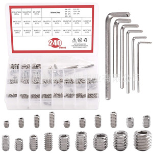 304 Stainless Steel Hex Socket <b>Set</b> 240pcs With Hex Wrenches For Machine <b>Screws</b> Standard DIN916 - Product Image 1