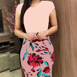 Vestito all'ingrosso stile Casual stampato elegante taglie forti delle donne colore bloccato fiore avvolto Hip - Product Image 1