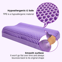 Haute Qualité 3D Refroidissement TPE Soutien Cervical Oreiller Lavable Polyester Tissu Géométrique Rectangulaire Gel Lit Conception Cou Confort