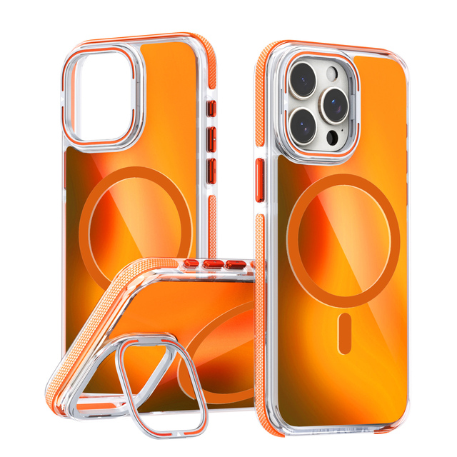 Luxury Gradient Laser Magnetic Phone Case Strong Magnet Wireless Charging Cover for Mobile Phones