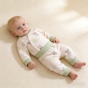 Ensemble de vêtements pour bébé de printemps, 2 pièces, tissu en coton peigné, imprimé de dessins animés, respirant, unisexe, pantalon hipster, hauts à manches longues pour nouveau-né - Product Image 1