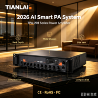 Amplifier PA Tianlai TPA-201 Rak Mount dengan Sistem AI Cerdas 2026, Pemutar MP3 USB SD, Kontrol Independen untuk Grosir Bangunan