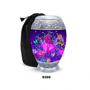 Urna de cremación de recuerdo púrpura para cenizas, urna funeraria para hombre y mujer, Honra a tu ser querido con urna impresa hecha a mano, bolsa gratis - Product Image 1