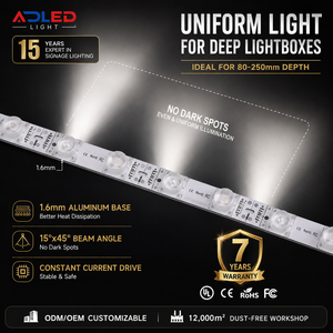 Module LED SMD3030 à haute luminosité 2000LM, éclairage périphérique, DC24V 28.8W 18LED/m, alliage d'aluminium pour éclairages publicitaires 80-200mm - Product Image 1