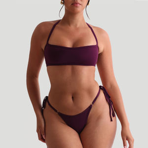 Maillot de bain d'été pour femmes <span class=keywords><strong>Sexy</strong></span> Dry Fit 2 pièces ensemble nylon extensible rembourré grande taille plage Bandeau maillots de bain front uni - Product Image 1