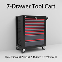Chariot d'atelier mobile professionnel en acier avec 5 tiroirs et poignée rouge moderne – Organiseur roulant pour outils