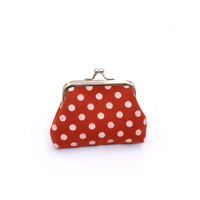 Tas Jepit Vintage 3-inci Model Baru, Dompet Koin Lucu Motif Polkadot Kanvas, Dompet Kecil Ready Stock Grosir