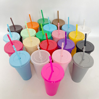 Gobelet magique à café sans BPA de 16 oz, gobelet réutilisable en plastique coloré personnalisé de 24 oz avec couvercles, pailles pour eau bouillante, eau froide