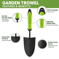 Truelle de jardin en acier au carbone A3 avec poignée ergonomique en PP TPR souple 340 mm