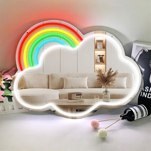 43*32 ס "מ קשת ענן מראה ניאון סמל קיר צבעוני חמוד סימן לקישוט החדר מופעל על ידי usb - Product Image 1