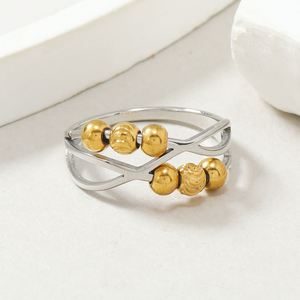 No Fade Stainless Steel Anxiety <b>Ring</b> for Women Multi Layers Open Adjustable <b>Spinner</b> Fidget Beads <b>Rings</b> for Anxiety Worry <b>Ring</b> - Product Image 4