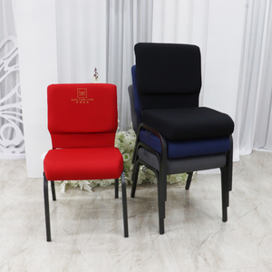 Chaise d'auditorium moderne en métal avec porte-livres, mobilier de théâtre empilable pour hôtel, église, cinéma, salle à manger, cuisine et chambre à coucher - Product Image 1