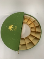 Boîte de dattes en chocolat en forme de demi-lune, vente en gros d'usine, boîtes à fruits secs, emballage cadeau vert personnalisé pour snacks, avec tiroir