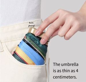 Parasol de poche pliable 6 sections, super qualité, léger et portable, avec housse, pour femme - Prix usine - Product Image 2