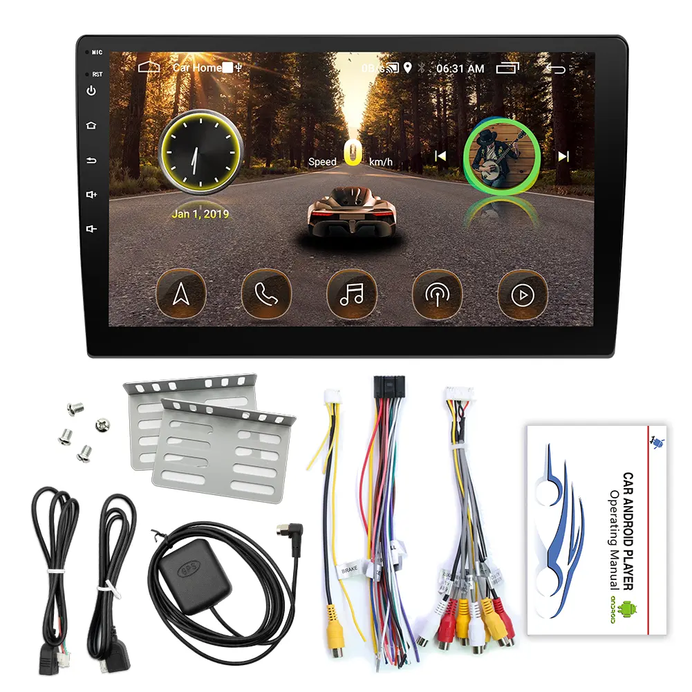 9 Inch 2 Din Dubbele Din Android 12 Auto Dvd-Speler Voor Gps Met Bt Universele Radio Stereo Audio Head Unit Carplay Scherm