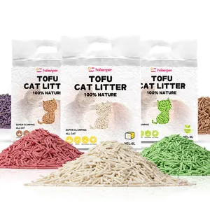 Haisen fabricants de sable de chat de haute qualité, faible poussière 6L, agglomération, bande écrasée, litière pour chat Tofu