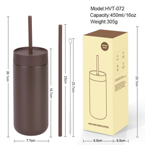 Nuevo Vaso Térmico de Acero Inoxidable 316 de 450ml, Doble Capa, Aislamiento al Vacío, Portátil, Cuerpo Recto, con Pajita, Gran Capacidad, Regalo, Modelo 2026 - Product Image 5
