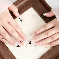 Faux ongles en acrylique faits à la main, style French manucure, motif floral 3D, pour Noël, vente en gros directe usine