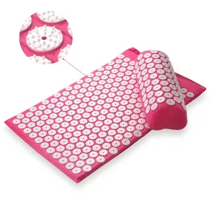 Custom Design Yoga Acupressure Cotton Shakit Foot Mat Plastic Spikes Massage Acupressure Mat and Pillow Set Shakti Mat