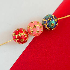 دلو كروي مجوف من النحاس لحبات الزهور متقاطعة مع الخرز إكسسوارات ذاتية الصنع - Product Image 4