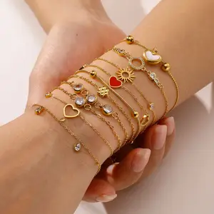 Trendy Non appannamento 18k IP placcato oro in acciaio inossidabile regolabile gioielli da donna con zircone