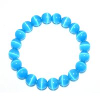 Bracelet en œil de chat bleu clair naturel de haute qualité 6/8/10 mm, assurance commerciale