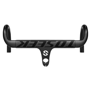 TOSEEK TR2200 28,6mm nero opaco cablaggio interno bicicletta da strada completamente in carbonio manubrio integrato con impugnatura della bici barra di goccia