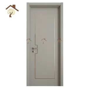 עיצוב מודרני דקורטיבי דלת רצועה ליבה מוצקה שטוחה מוגמרת פנים דלת עץ