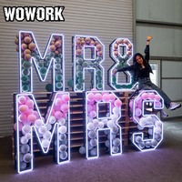 Fournisseur d'usine WOWORK grande lettre florale en métal lettre numérotée de fleur personnalisée pour décoration de fête de mariage