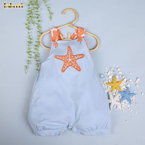 Personalizado hecho a mano de lujo estrella de mar apliques bordados bebé niño burbuja invierno mamelucos botón Spandex/algodón OEM ODM al por mayor - Product Image 2