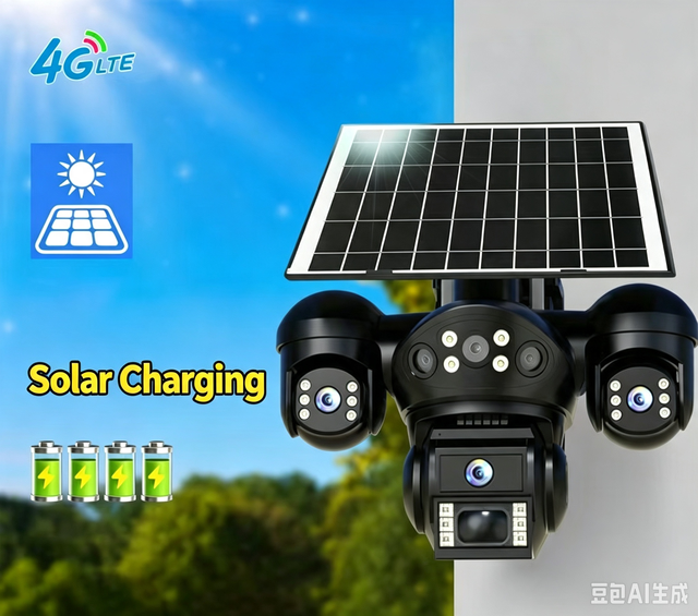 Dual Lens Solar WiFi Camera 8MP 4+4MP Dual Screen PTZ 360 Outdoor IP66 Waterproof Color Night Vision Human Detection Cloud/SD