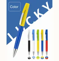 İyi yüksek kalite promosyon tükenmez kalem mavi mürekkep metalik renk metal klip büküm plastik siyah kalem logo