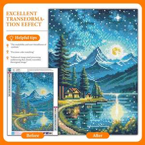 Kit de Pintura de Diamantes 5D al por Mayor - Pintura de Diamantes de <span class=keywords><strong>Paisaje</strong></span> de Cielo Estrellado con Lienzo Enmarcado para Decoración de Paredes del Hogar Personalizada - Product Image 2